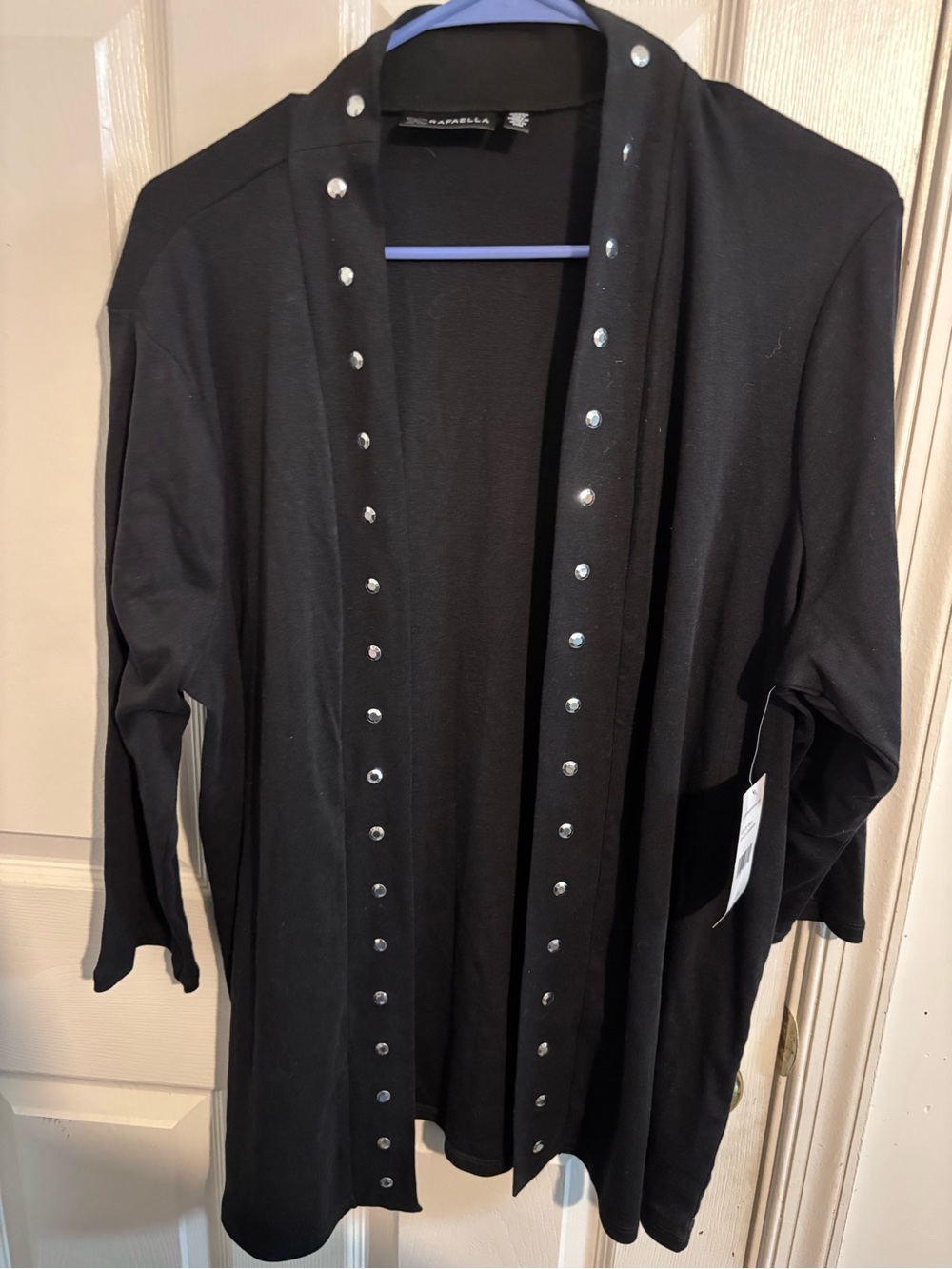 Rafaella Black Open-Front Stud-Trim Jacket